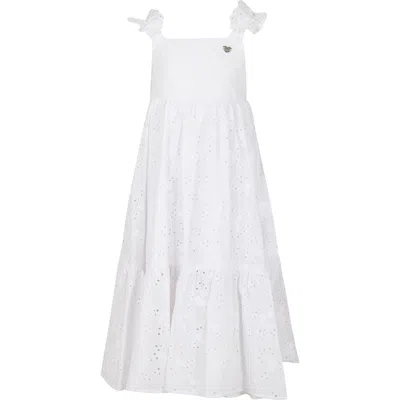 Monnalisa Kids' White Dress For Girl With Heart
