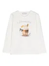 Monnalisa Chocolate Cup Graphic-print T-shirt In Cream