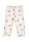 Monnalisa White Leggings For Baby Girl With Bows In White