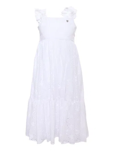 Monnalisa Kids' White Perforated Sundress