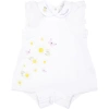 MONNALISA WHITE ROMPER FOR BABY GIRL WITH DAISY PRINT