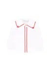 Monnalisa White Shirt For Baby Girl With Rose In White