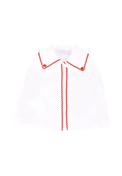 Monnalisa White Shirt For Baby Girl With Rose