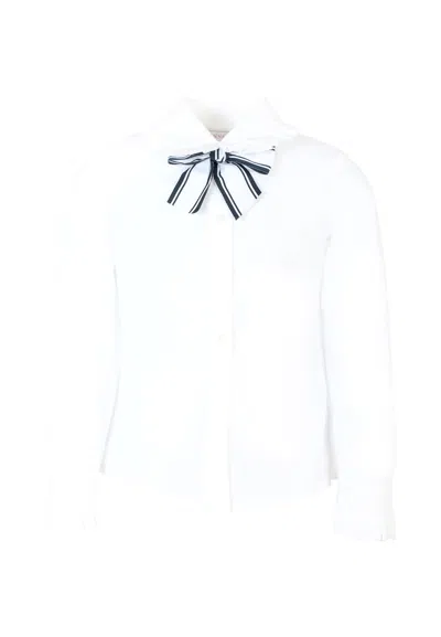 Monnalisa Kids' White Shirt For Girl With Bow