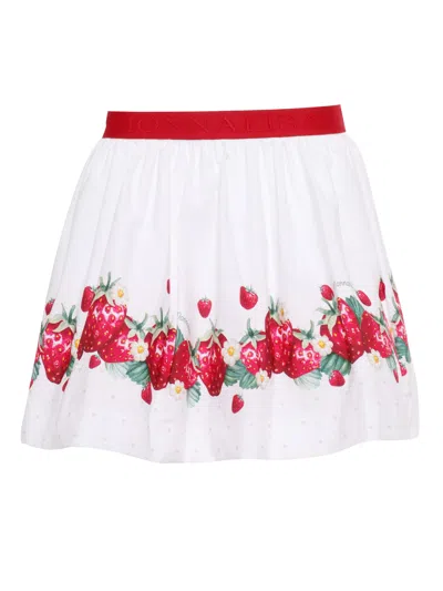 Monnalisa Kids' White Skirt With Strawberries