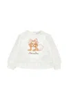 Monnalisa White Sweatshirt For Baby Girl With Dog Print In White