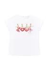 Monnalisa White T-shirt For Baby Girl With Hearts In White