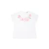 Monnalisa White T-shirt For Baby Girl With Rose Print In White