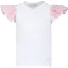 MONNALISA WHITE T-SHIRT FOR GIRL WITH PINK HEART