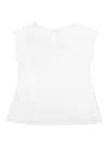 Monnalisa White T-shirt With Round Neck And Floral Print On The Front In Cotton Stretch Girl In White