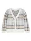 Monnalisa Checked Brushed-knit Cardigan In Tartan