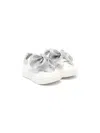 Monnalisa Girls Leather Bow Trainers In Panna/argento