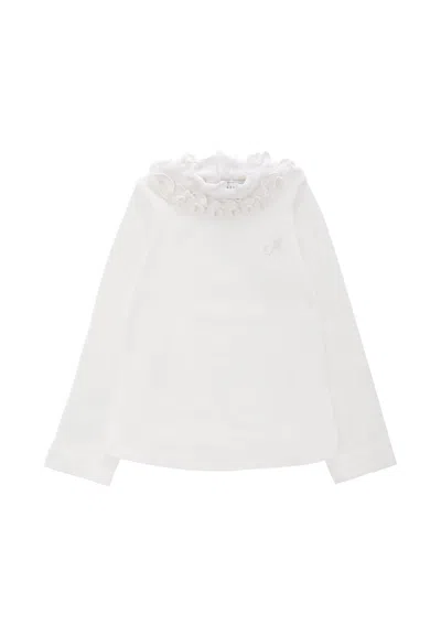 Monnalisa Whiteturtleneck For Baby Girl With Logo