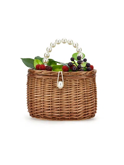 Monnalisa Kids'   Wicker Trunk Bag In Beige