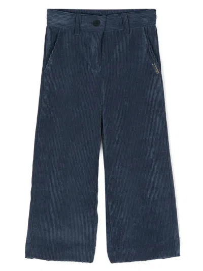 Monnalisa Kids' Wide-leg Corduroy Trousers In Blue