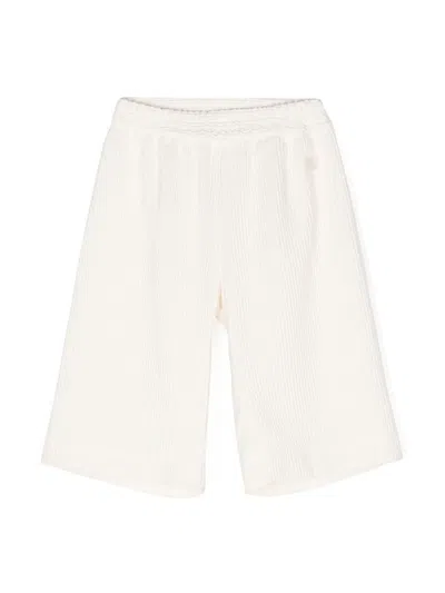 Monnalisa Babies' Wide-leg Corduroy Trousers In Neutrals