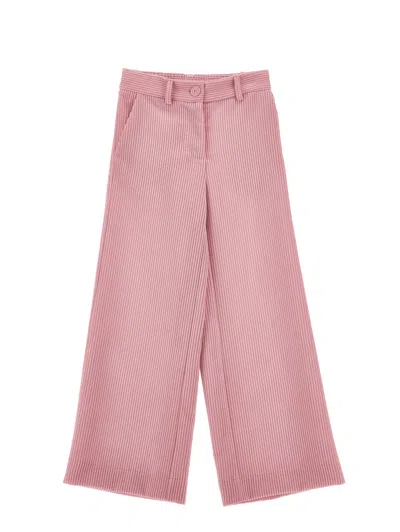 Monnalisa Kids'   Wide-leg Corduroy Trousers In Rosa Fairy Tale