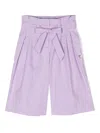 Monnalisa Wide-leg Cotton Trousers In Purple
