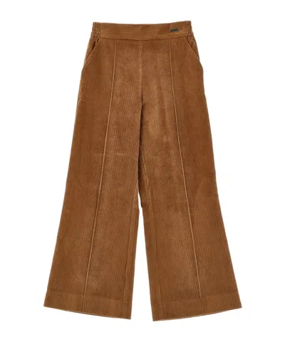 Monnalisa Wide-leg Corduroy Trousers In Brown
