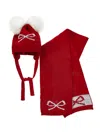 Monnalisa Wool Blend And Lurex Set In Red + Cream