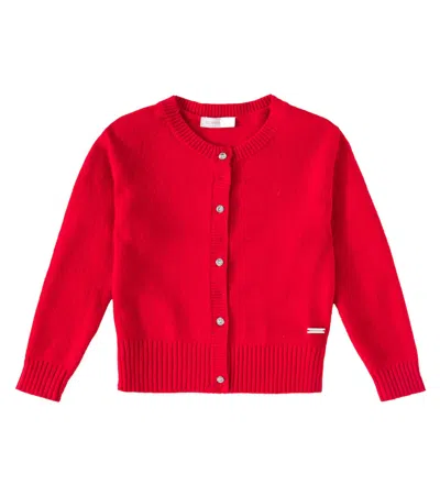 Monnalisa Kids' Wool-blend Cardigan In Red