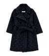 Monnalisa Rhinestone-embellished Belted Coat In Navy