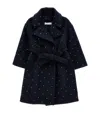 Monnalisa Rhinestone-embellished Belted Coat In Navy