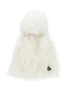 Monnalisa Wool Blend Hat With Fringing In Cream