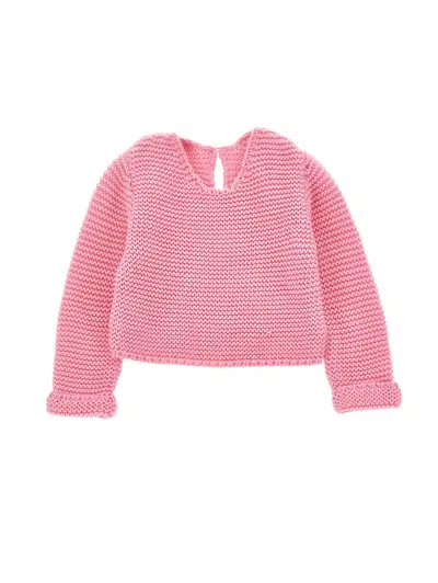 Monnalisa Babies'   Wool Knit Pullover In Sachet Pink