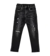 Monnalisa Denim Trousers With Worn Effect In Black