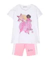 Monnalisa X Barbie Cotton Short Set In White