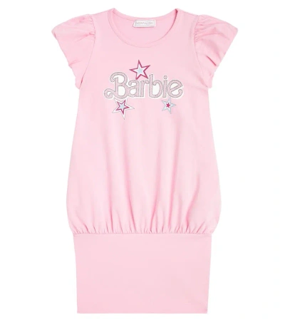 Monnalisa Kids' X Barbie Embellished Cotton-blend Dress In Pink