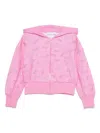 Monnalisa Pink Crop Sweatshirt For Girl With Barbie Printed In Pink