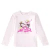 Monnalisa X Barbie Printed Cotton-blend Jersey T-shirt In Pink