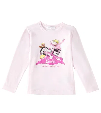 Monnalisa Kids' X Barbie Printed Cotton-blend Jersey T-shirt In Pink