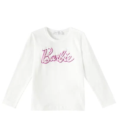 Monnalisa Kids' X Barbie Printed Cotton-blend Jersey T-shirt In White