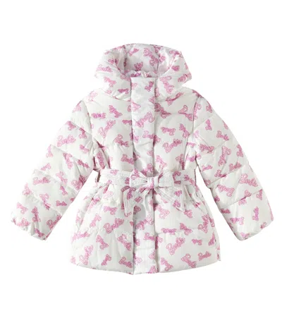 Monnalisa Kids' X Barbie Printed Puffer Jacket In White