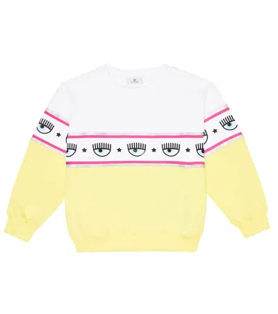 Monnalisa Kids' X Chiara Ferragni Eye-motif Jersey Sweatshirt In Yellow