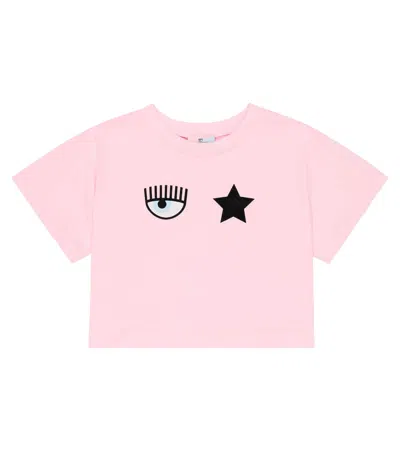Monnalisa Kids' X Chiara Ferragni Eye-motif Jersey T-shirt In Rosa Fairytale