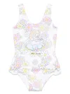 Monnalisa X Disney Alice In Wonderland Swimsuit In White