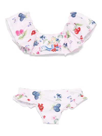 Monnalisa Kids' X Disney Alice-print Bikini In Pink