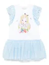 Monnalisa X Disney Alice-print Dress In White