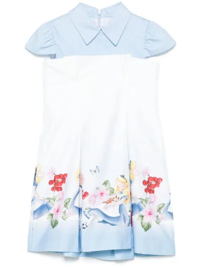 Monnalisa Kids' X Disney Alice-print Dress In White