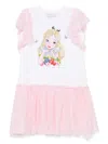 Monnalisa X Disney Alice-print Dress In White