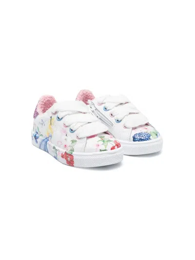 Monnalisa Kids' X Disney Alice-print Sneakers In White