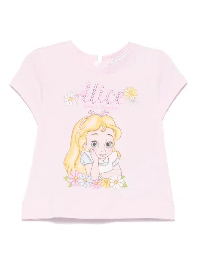 Monnalisa Babies' X Disney Alice T-shirt In Pink