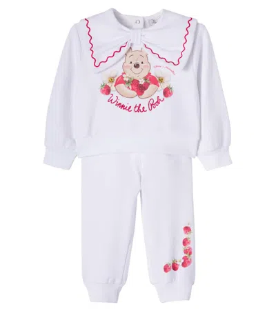 Monnalisa Kids' X Disney Baby Sweatshirt And Sweatpants Set In White