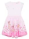 Monnalisa X Disney Bambi-print Dress In Pink