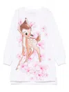 Monnalisa X Disney Bambi-print Dress In White