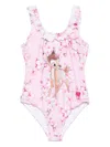 Monnalisa X Disney Bambi-print Swimsuit In Pink